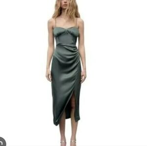 ZARA Olive Green Corset Style Dress Size M